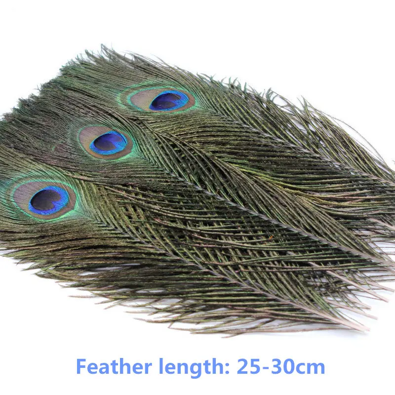 

20pcs Real Peacock Feather Earrings necklace clothing hat wedding party family wreath decorates material 10 - 12inch