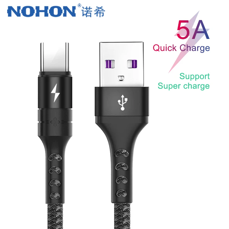 NOHON 5A type C USB кабель для быстрой зарядки SamSung Galaxy S8 Plus Xiaomi Mi5 зарядный передачи