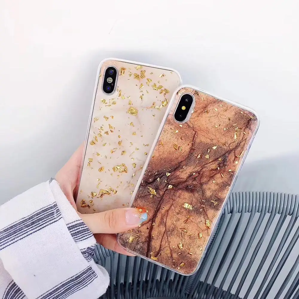 Роскошный Мраморный чехол с золотой фольгой для телефона iPhone6 6 Plus 7 8 X XS XR Max ТПУ