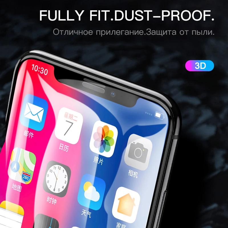 HOCO для iPhone X XS 3D полное Закаленное стекло пленка защита экрана Защитный чехол