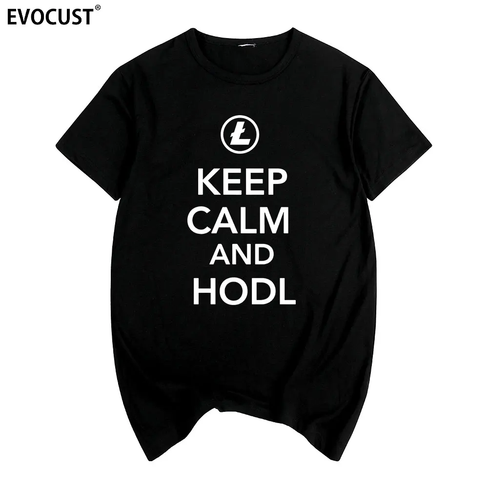 

Футболка с надписью keep calm and hodl Litecoin, криптовалюты, Биткоин, Дэш, зейс, этериум, летняя футболка с принтом, хлопковая Мужская футболка, новая ж...
