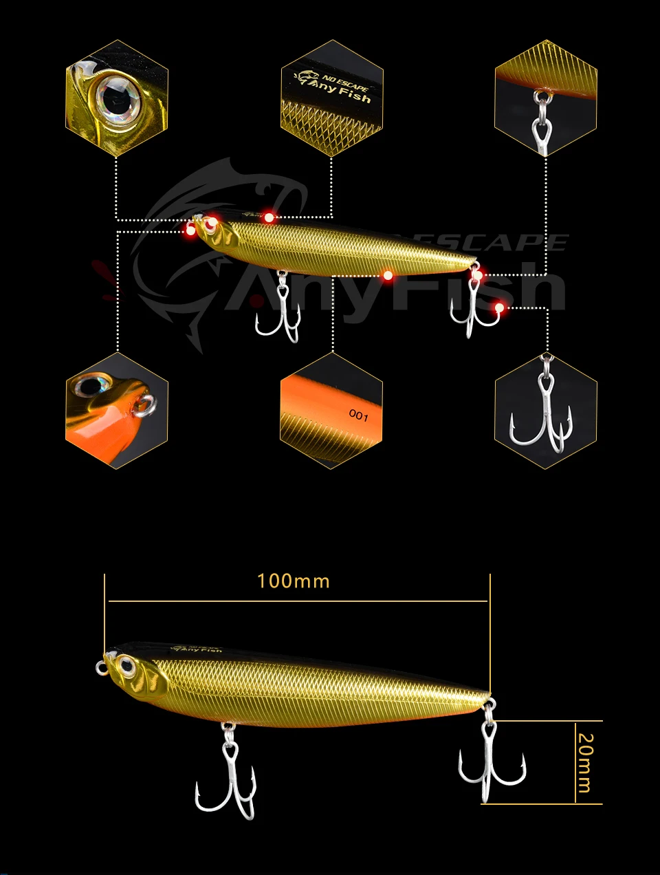 ANYFISH STAR PENCIL 100SL плавающая приманка для рыбалки жесткие приманки 10 см 12,9 г с 2 крючками 3D глаза искусственная приманка Обтекаемый корпус