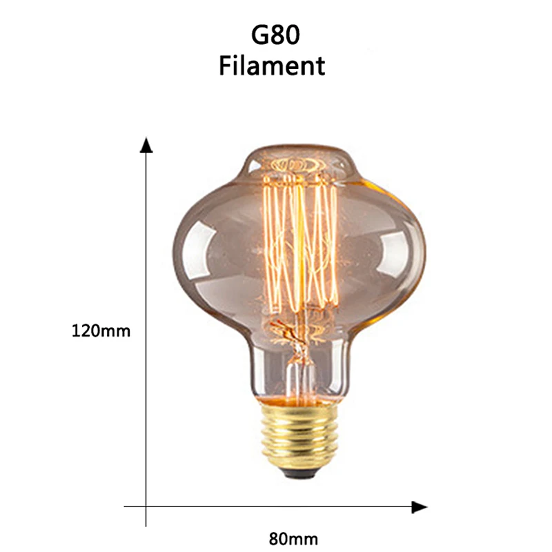 G80 lantern Ретро Edison led светильник лампы E27 220 В 40 Вт ST64 ручной стержень, для кафе гостиная магазин Винтаж промышленная лампа накаливания ампулы светильник лампочка Настенный декор - Цвет: G80 lantern