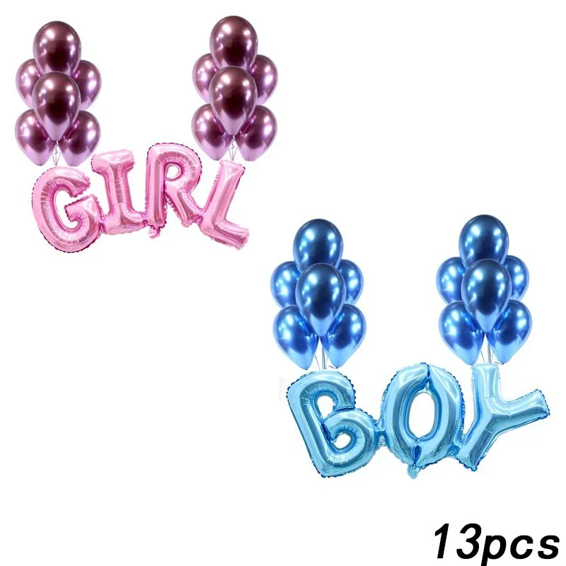 

13pcs Latex balloon baby shower Boy girl letter balloon birthday party decoration child Gender Reveal ballon