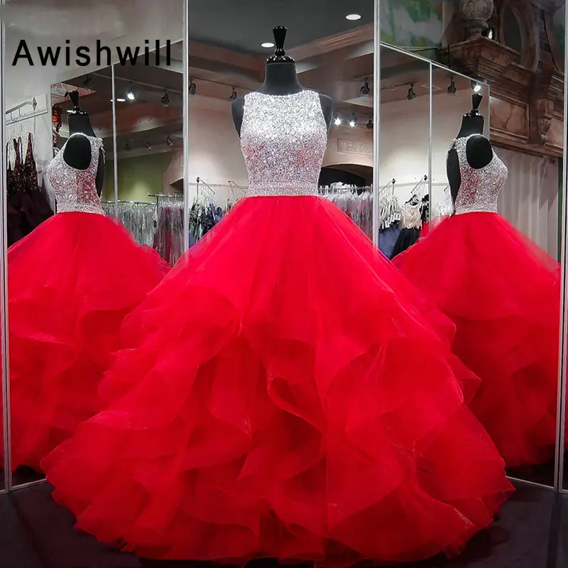 

Gorgeous Ball Gown Prom Dress Beadings Open Back Formal Gowns Party Dress Graduation Vestidos de Fiesta Largos Elegantes de Gala