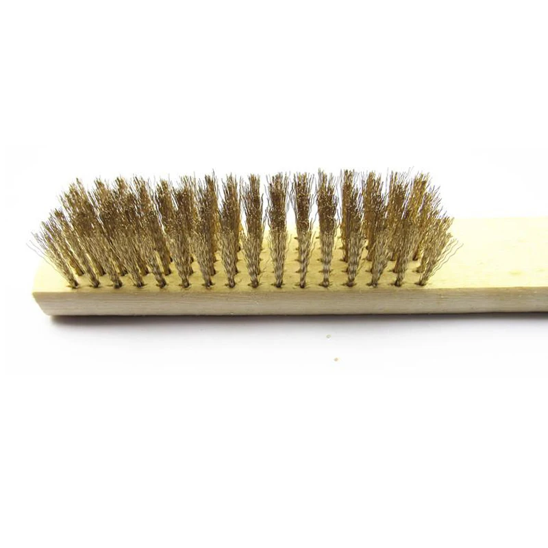 Wooden handle wire brush metal surface cleaning paint and stain removing |