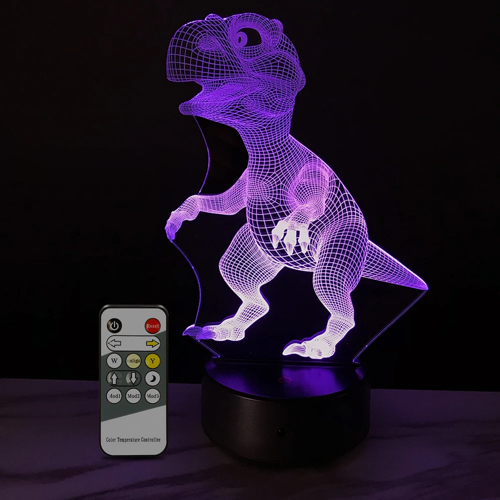 3D иллюзия Светодиодная лампа динозавр 7 цветов Светодиодная лампа украшение животное Ночной светильник сенсорный спящий Ночной светильник Настольная лампа подарки для мальчиков