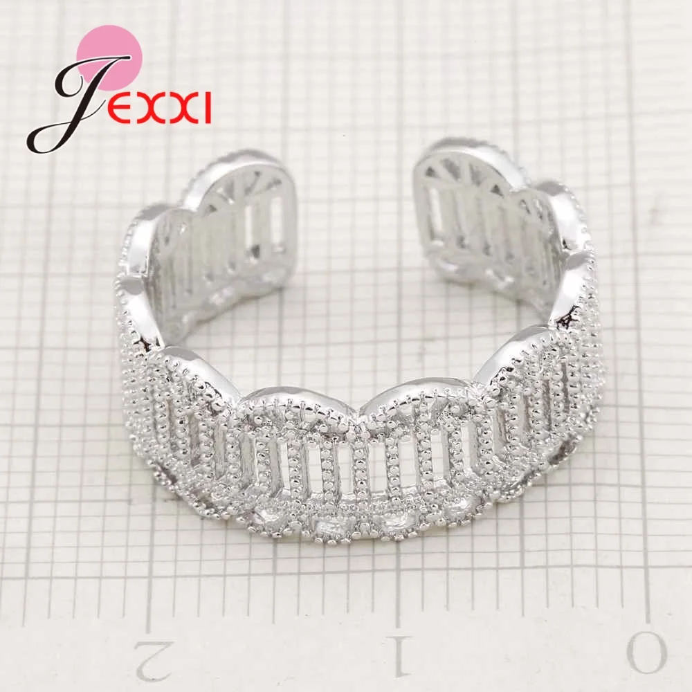 Luxury Wedding Engagement 925 Sterling Silver Rings Wide Shape Hollow Out Vintage Party Ajustable Ring For Women Bijoux | Украшения и