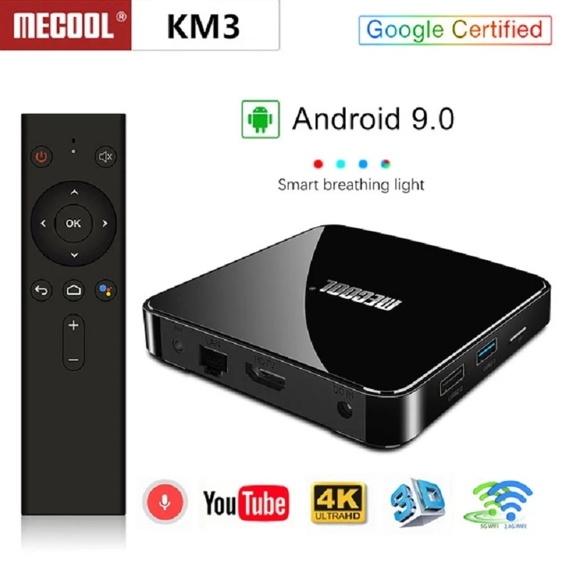 MECOOL 10 шт./лот KM3 ATV Android TV Google Сертифицированный 9 0 Box 4 Гб 64 Amlogic S905X2|ТВ-приставки и