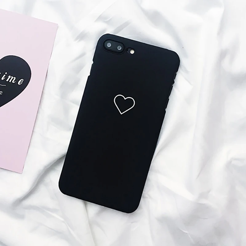Чехол LOVECOM Love Heart с графическим рисунком для iPhone 11 Pro Max XS XR XS Max X 5 5S 6 6S 7 8 Plus, чехол на заднюю панель из матового жесткого поликарбоната - Цвет: Black 1