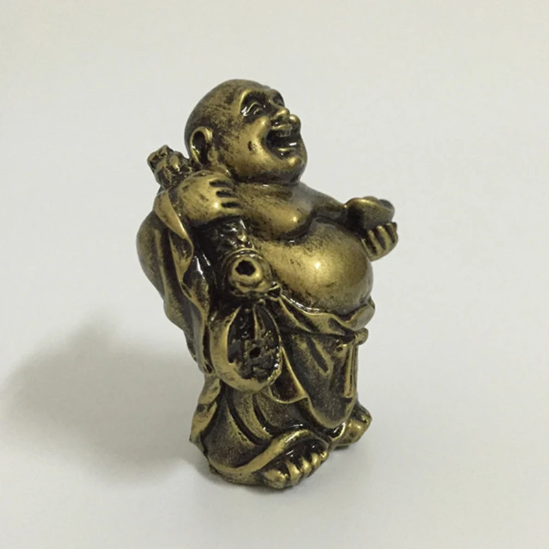 Китайская статуя Будды Maitreya из слиток украшения подарок резные бронзовые