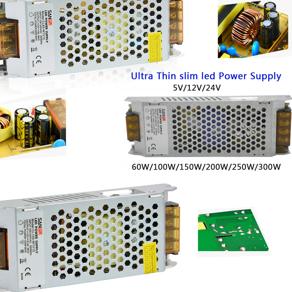 110-240V,High Voltage Ultra Thin Power Supply 60W/100W/150W/200W/250W/300W led Driver for led strip lamp