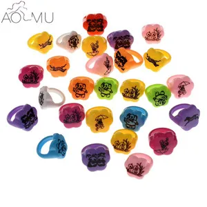 AOMU 10 шт цветные бусины из акриловой смолы, кольца для детей, детские праздничные ювелирные аксессуары, подарок на день рождения, размер 13-15 мм, 15-16 мм