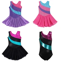 3 colors girls gymnastics leotard dress ballet dancewear girls tulle skirts sleeveless rainbow sparkle tutu dress costumes