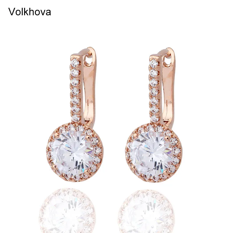 

Classic Cubic Zircon Drop Earring For Women Simple Dazzling Summer Style Rose Gold Color Fashion Jewelry Earring Party Gifts