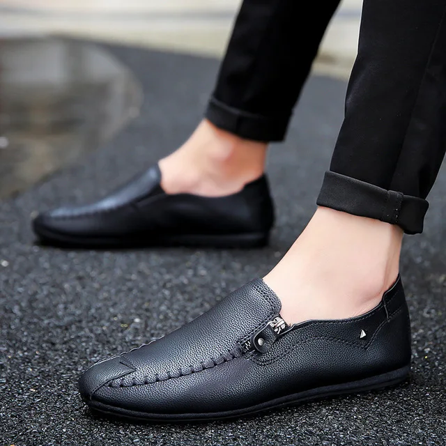 Ake Sia Men's Male Fashion Zipper Casual PU Leather Loafers Hombre Zapatos Driver Comfort Flat Lazy Moccasins Slip-On Shoes A166 | Обувь