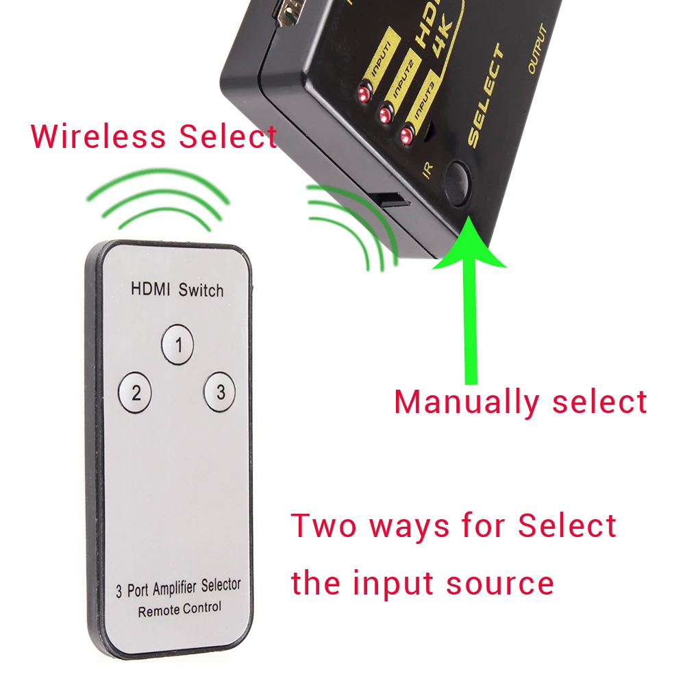 HDMI переключатель мультимедийный 3 порта Full HD 4K V1.4 1080P 3D видео в 1 выход