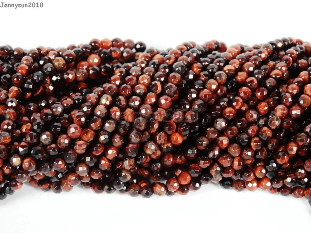 

Natural Red Tiger's Eye Gems Stones 3mm Faceted Round Spacer Seed Beads 15.5'' Strand for Jewelry Making Crafts 5 Strands/Pack