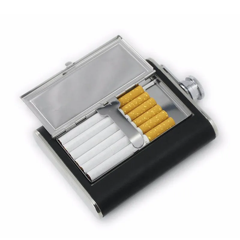 

Cigarette case&6oz Stainless Steel Hip Flask Included Funnel Portable Flagon Wine Pot Liquor Alcohol Cap Drinkware For Drinker