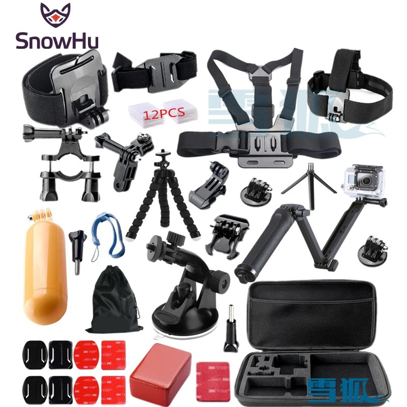 

SnowHu for Gopro Hero 3-way Tripod Monopod kit mount for Gopro Hero 10 9 8 7 6 5 Black Edition For SJCAM for Yi 4K tripod GS46