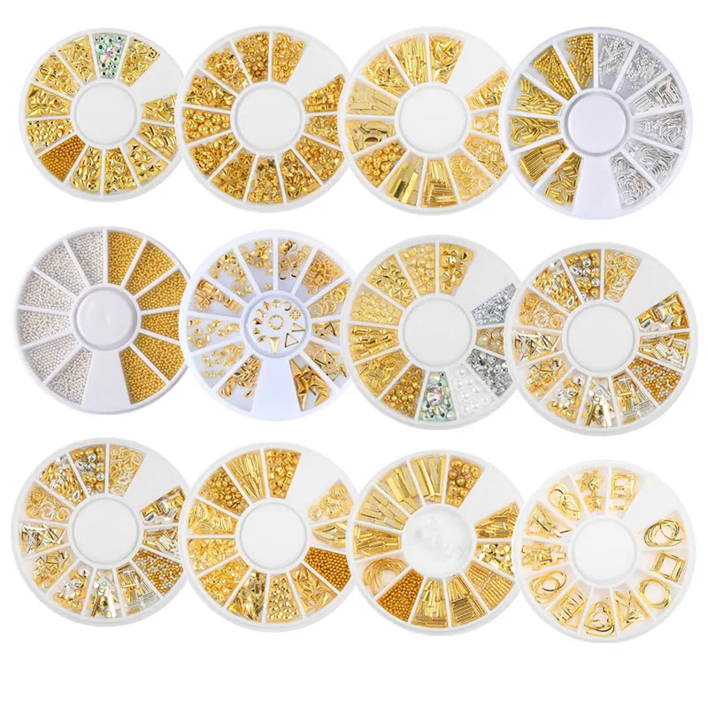

3D Gold Silver Charms Nail Metal Rivets Rhinestones Pearl Nail DIY Nail Art Decorations Manicure Accessoires