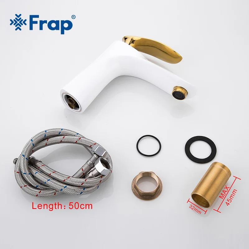 FRAP смеситель для раковины с золотым и белым рисунком однорычажный горячей