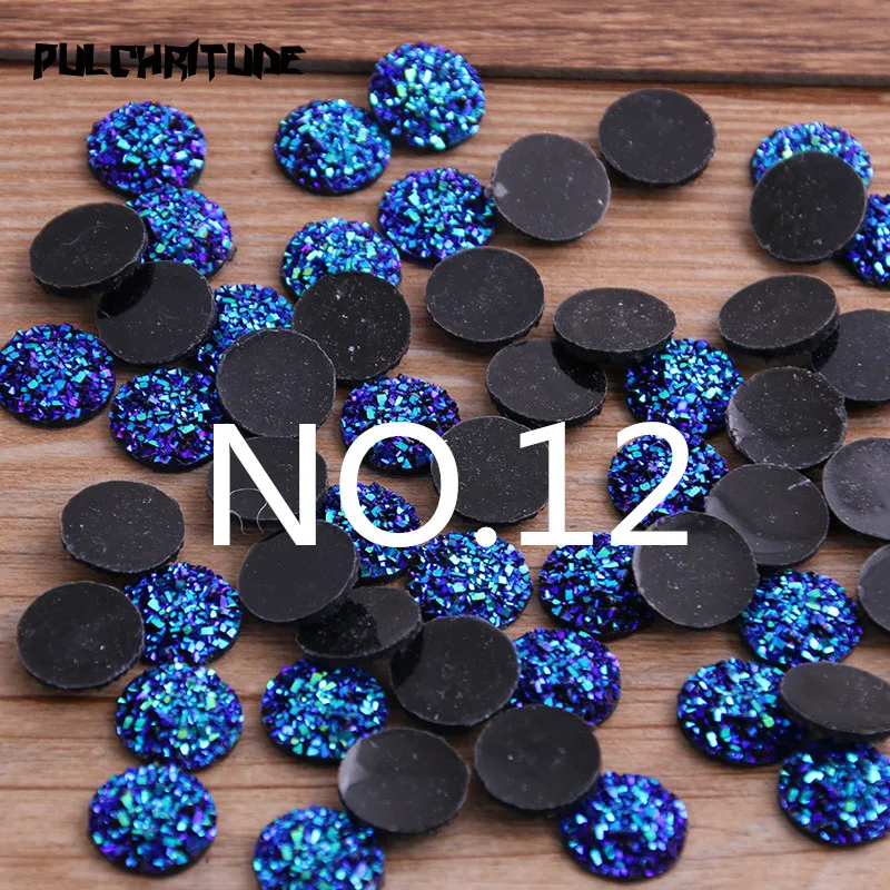 PULCHRITUDE Новая мода для выведения токсинов, 40 шт 12 мм смесь цветов натуральной природной руды Стиль плоской задней кабошоны из смолы для браслет серьги аксессуары
