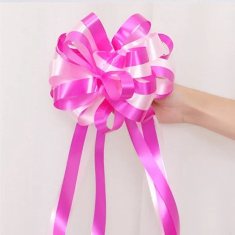 Rose Red VOILEY 10 шт. тяговые ленты с бантом для упаковки подарков Романтическая свадьба день рождения Декор домашний Декор автомобиля DIY ленты вытягивания цветка, Q - Цвет: Rose Red