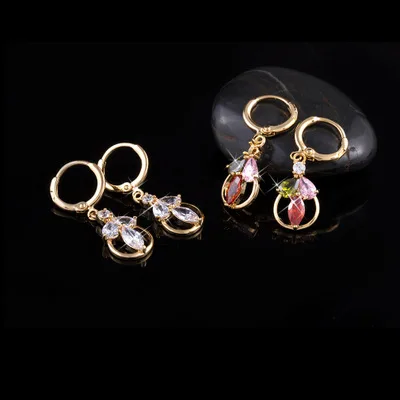 e-shine water drop shape dangle earrings for women zircon metal material elegant lovely style wedding anniversary jewelry | Украшения и