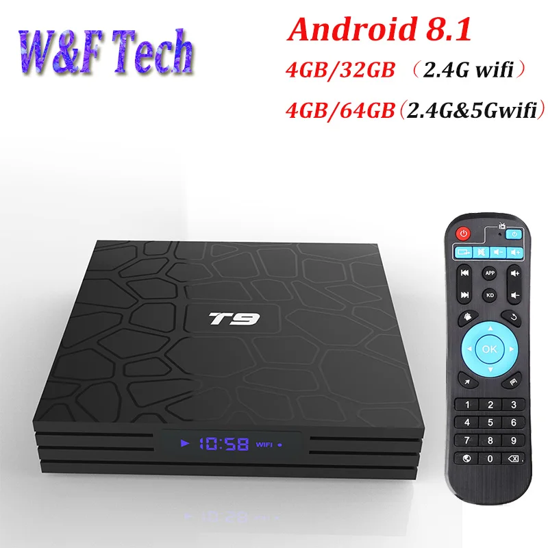 T9 Android 8 1 Смарт ТВ бокс Rockchip RK3328 Четырехъядерный 4 ГБ 32 4K медиаплеер 2 4G WIFI BT4.1 со