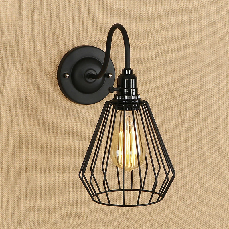 

Vintage LED wall lamp with switch indoor Stairs light iron lampshade for living room bedroom restaurant bar caffe E27 110v