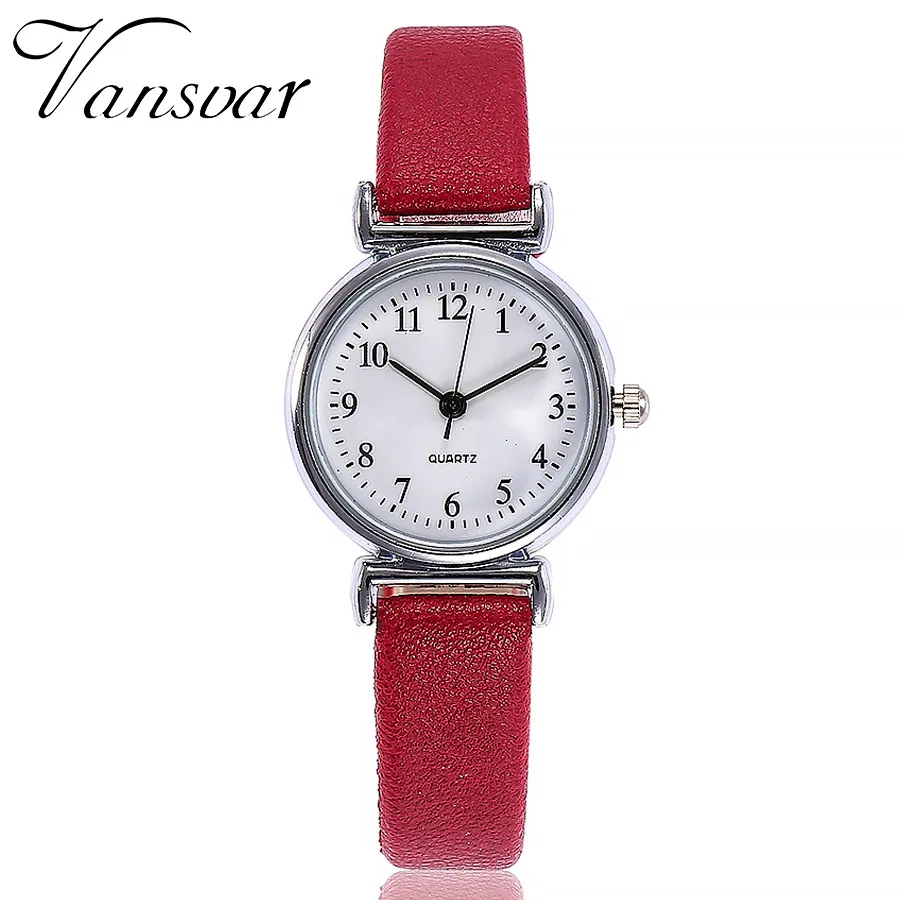 

Vansvar Women's Watches Quartz Wrist Leather Band Bracelet Analog Arabic numerals Dial Fashion Simple Female Saat Clock New XB40