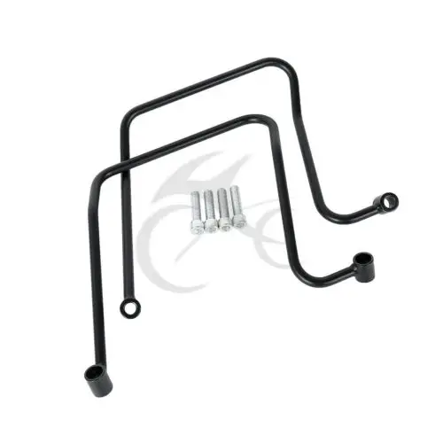 Пара черный хромированный для седельной сумки поддержка скобы Harley Dyna Fat Bob Wide Glide