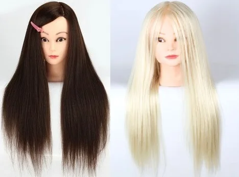 

CAMMITEVER 2Pcs Brown & Golden Hair Mannequin Heads Hairstyling Hairdressers Training Doll Hairstyle Cosmetology Display