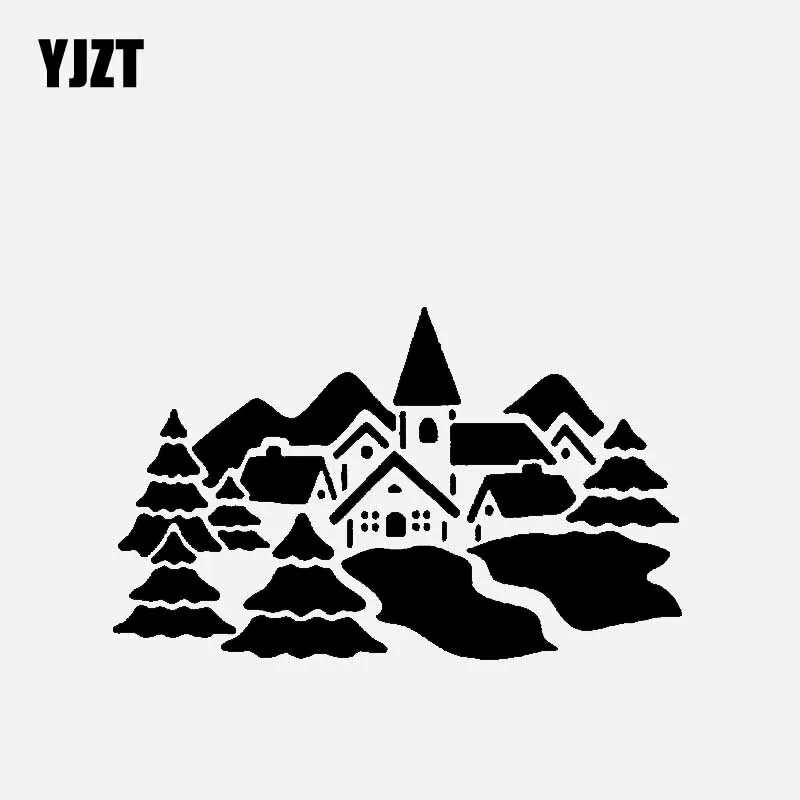 

YJZT 18.4CM*11.4CM Originality Car Sticker Vinyl Decal Snow On Christmas Day Black/Silver C23-0226