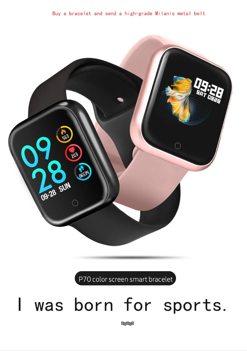 P70 Smart Watch Bracelet Blood Pressure Heart Rate Monitor Pedometer Fitness Tracker Smartwatch for Android Huawei xiao mi IOS |