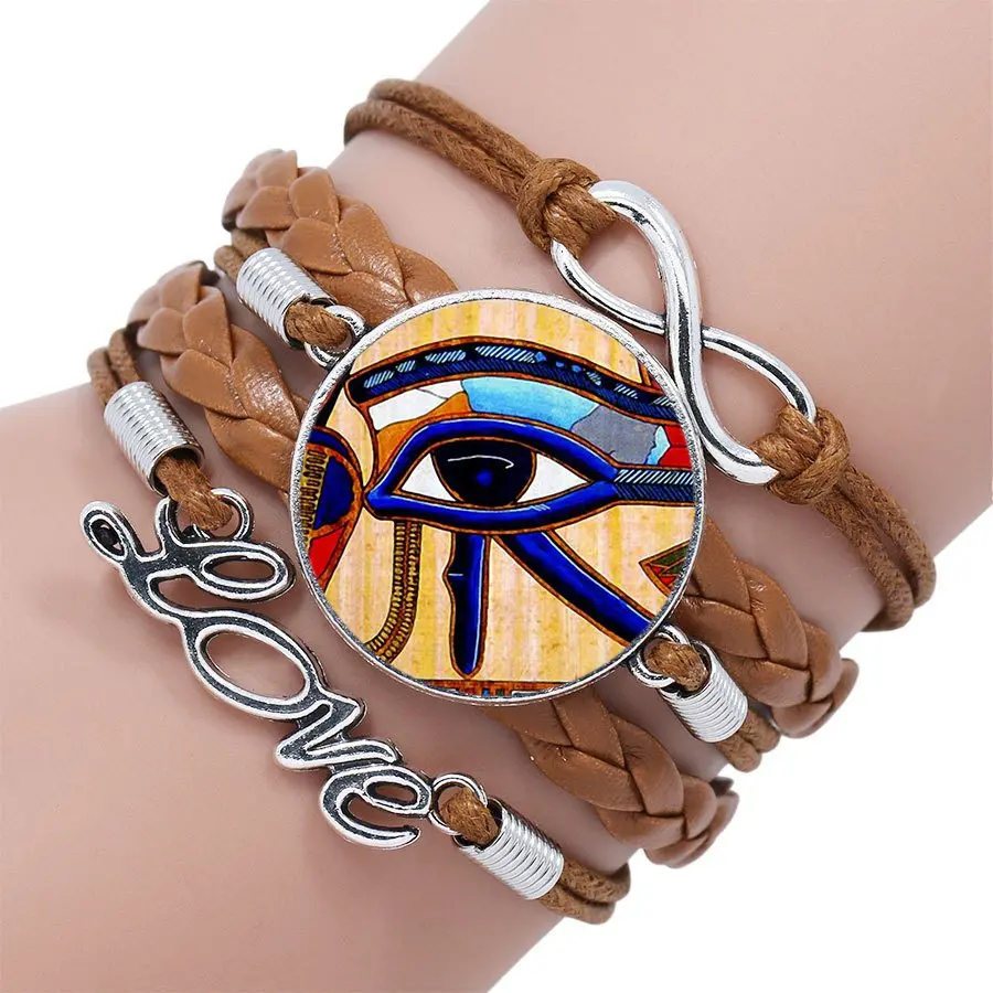 Античный Египетский Глаз Гора бижутерия со стеклянными кабошонами с эффектным