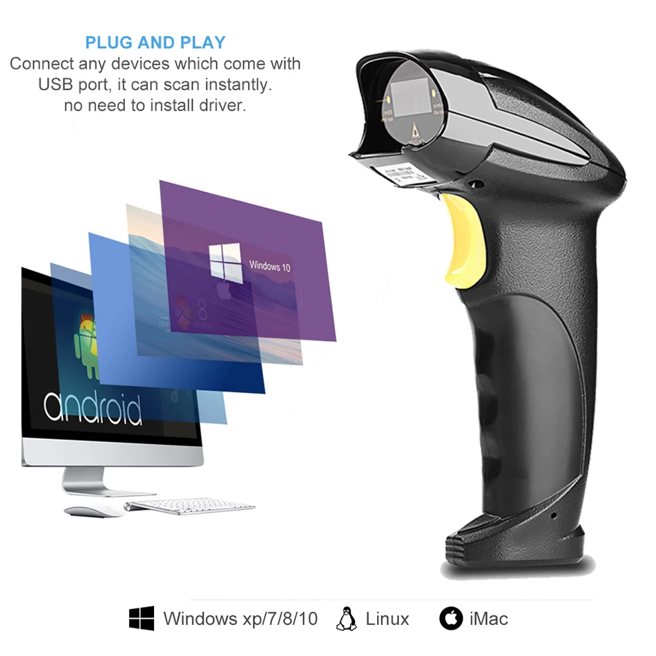 Ручной сканер штрих кодов 1D лазерный кодов|Сканеры| |