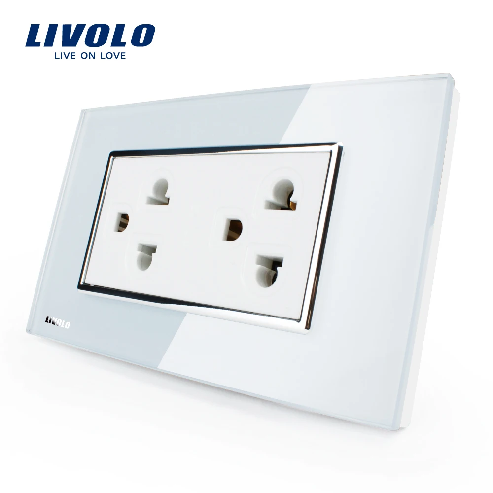 Livolo US Standard Socket (15A) белое/черное Хрустальное стекло AC 110 ~ 220 В Настенная мощность