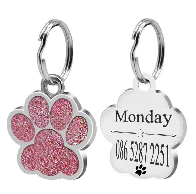 Блестящая Светоотражающая лапа дизайн собака ID бирка бесплатно Выгравированная