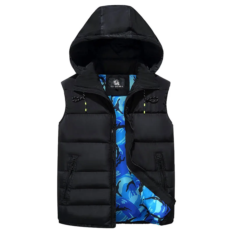 Black Vest 4XL-10XL размера плюс зимний теплый хлопковый жилет мужские толстовки без рукавов куртка повседневная Модная приталенная Рабочая жилетка 3ZWJ13 - Цвет: Black Vest
