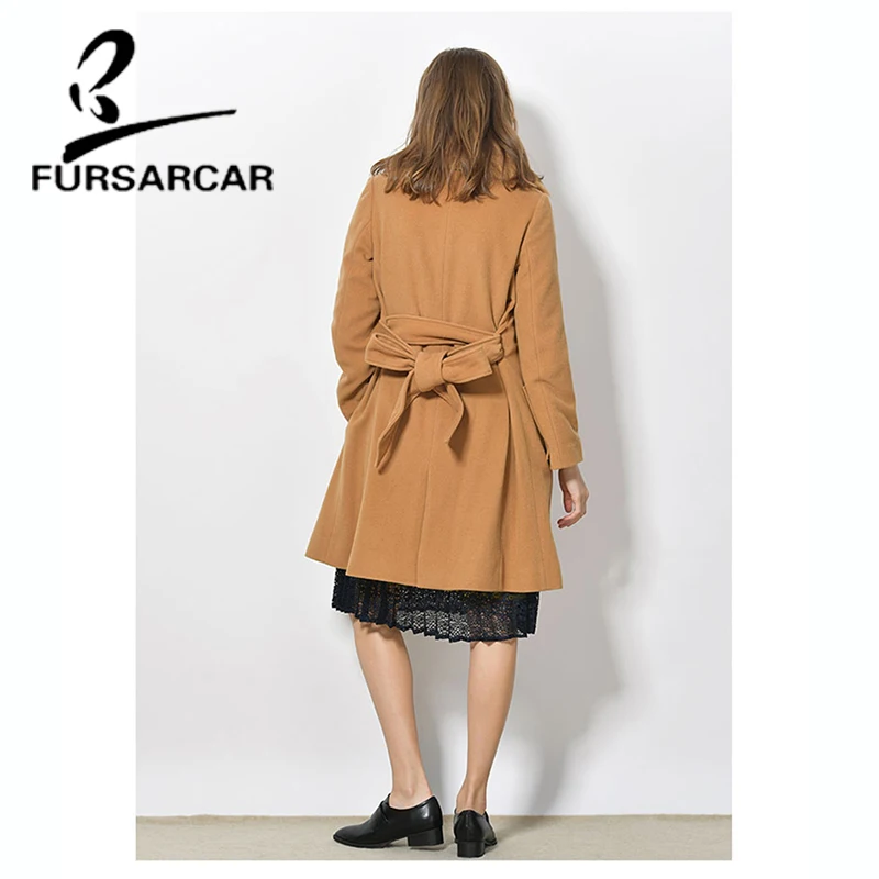 FURSARCAR 2020 Новое поступление пальто из натурального меха Женская Зимняя шерстяная