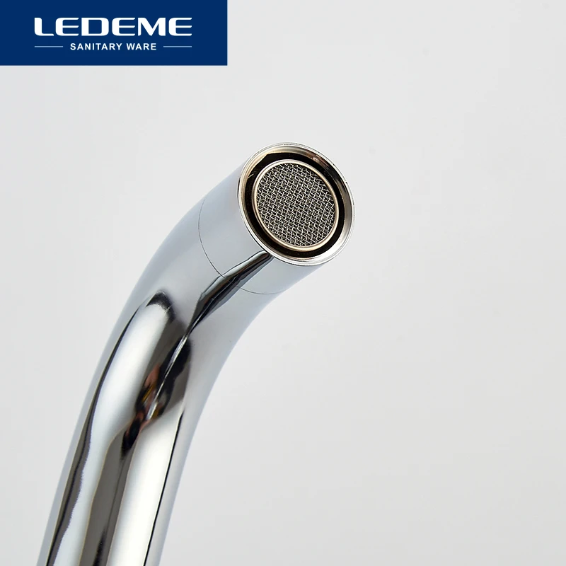 LEDEME Смеситель для кухни высокий с гайкой латунь Цвет: хром L4048