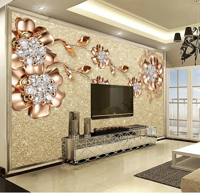 

Custom Photo 3D Wallpaper Diamond Flower Custom Wall Mural Modern Art Painting High Quality Mural 3D Wallpaper