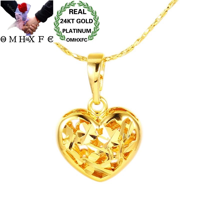 OMHXFC оптовая продажа, Европейская мода для женщин и девочек, вечерние, подарок на день рождения, свадьбу, винтажное Открытое сердце, 24KT, Золот...