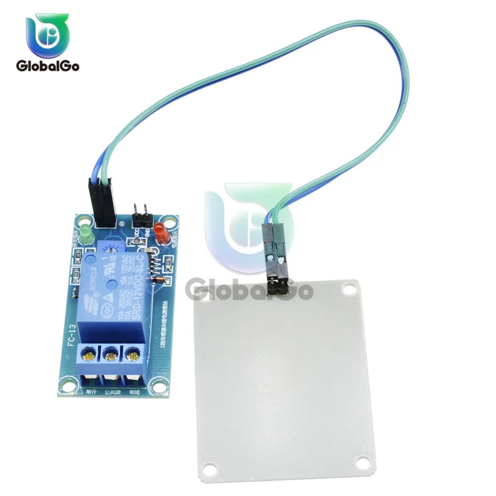 12В Модуль управления реле влажности С 2-контактным кабелем дождь вода Датчик