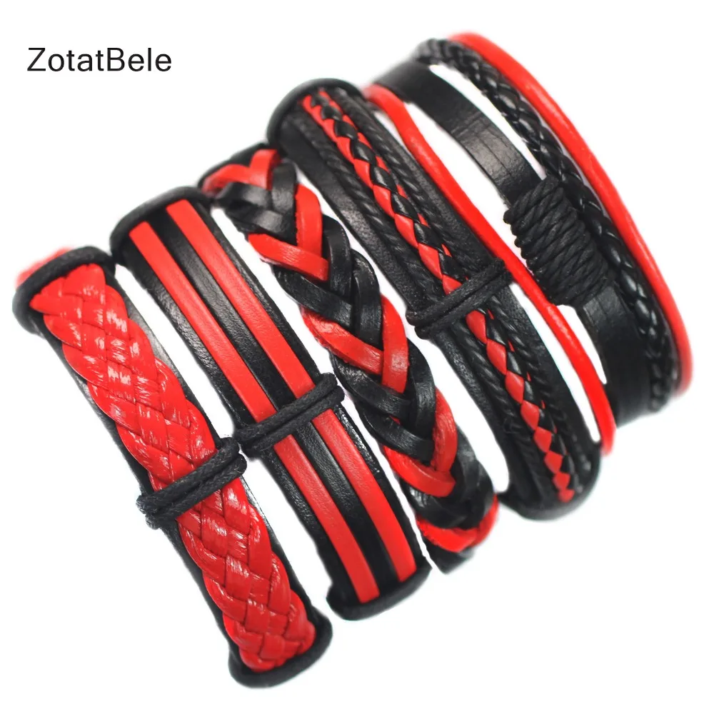 ZotatBele Casual Leather Bracelets Charm Multilayer Braid Wrap Bangles Punk Male Rope Chain Wholesale Men Jewelry FK4 | Украшения и