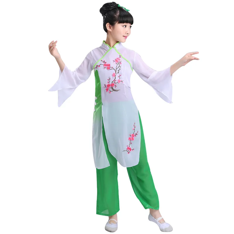 Китайские костюмы для народных танцев Hanfu девочек детские одежда классических