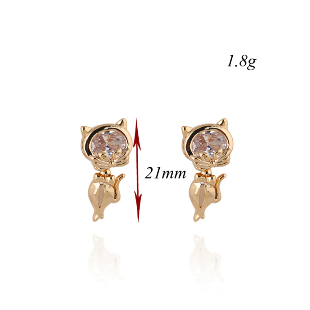 1 пара женских сережек в форме кота украшенных цирконием серьги гвоздики