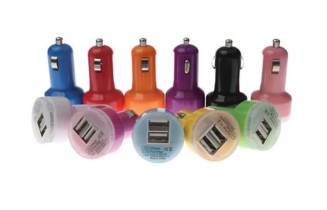 300 шт. 2 Порты и разъёмы 2.1a 1A Соски жира Dual USB Автомобильное Зарядное устройство